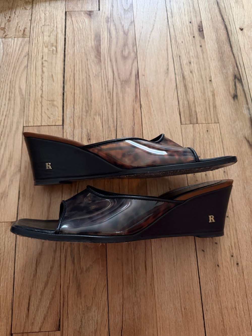 Rouje Wedge Sandals in Tortoiseshell and Black